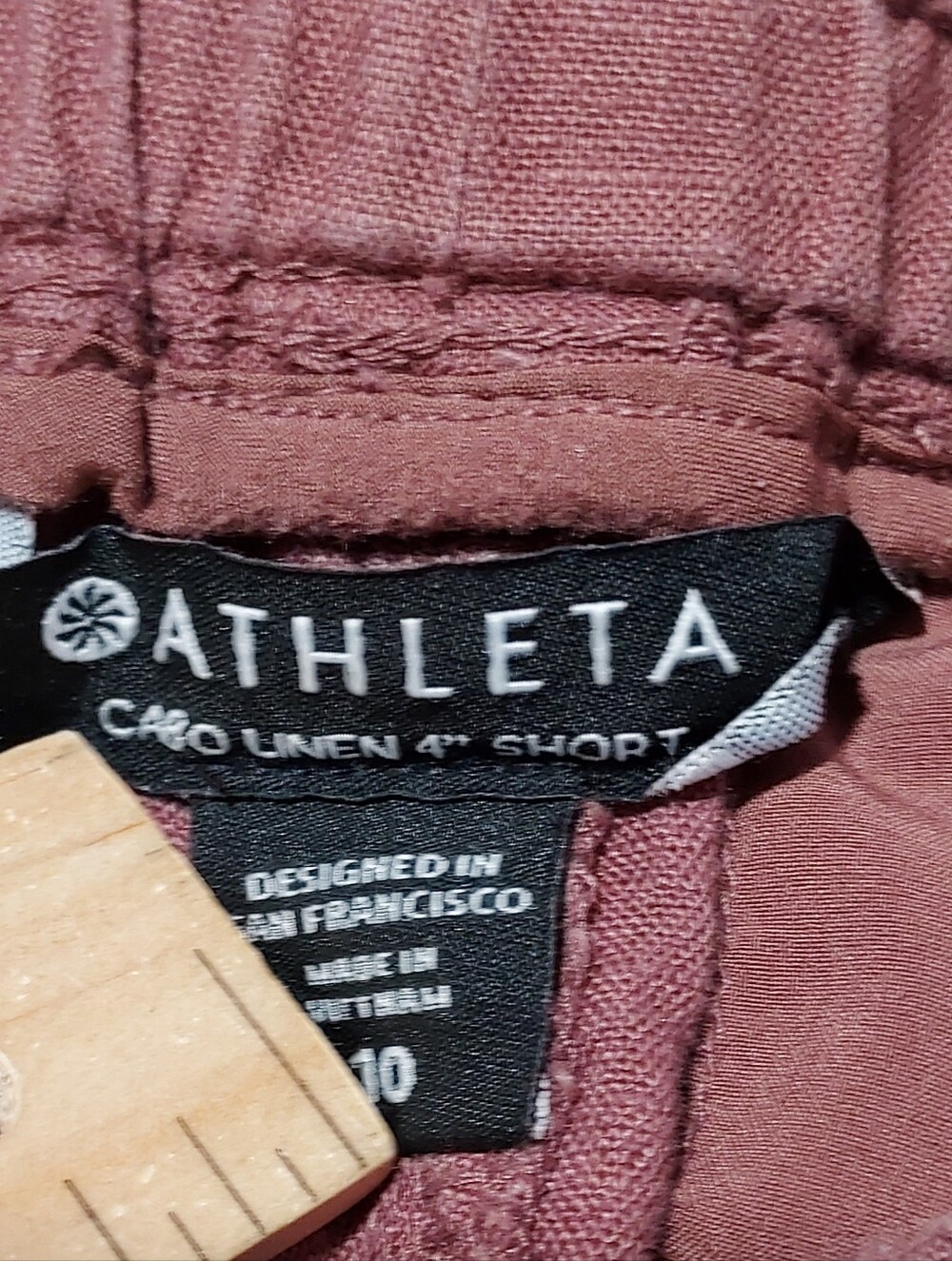 Athleta Cabo 100% Linen 4" Shorts Women Sz 10 Rose Chambray Pull On Coastal - Picture 7 of 10